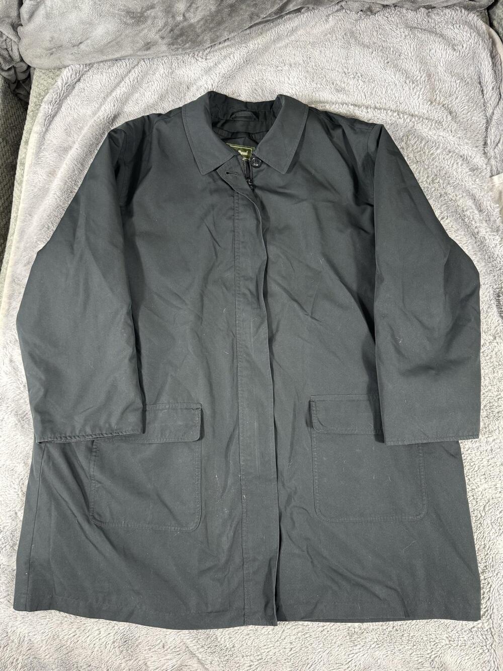 L.L. Bean Coat Womens 2X Black Long Lined Rain Trench Removable Liner Coat